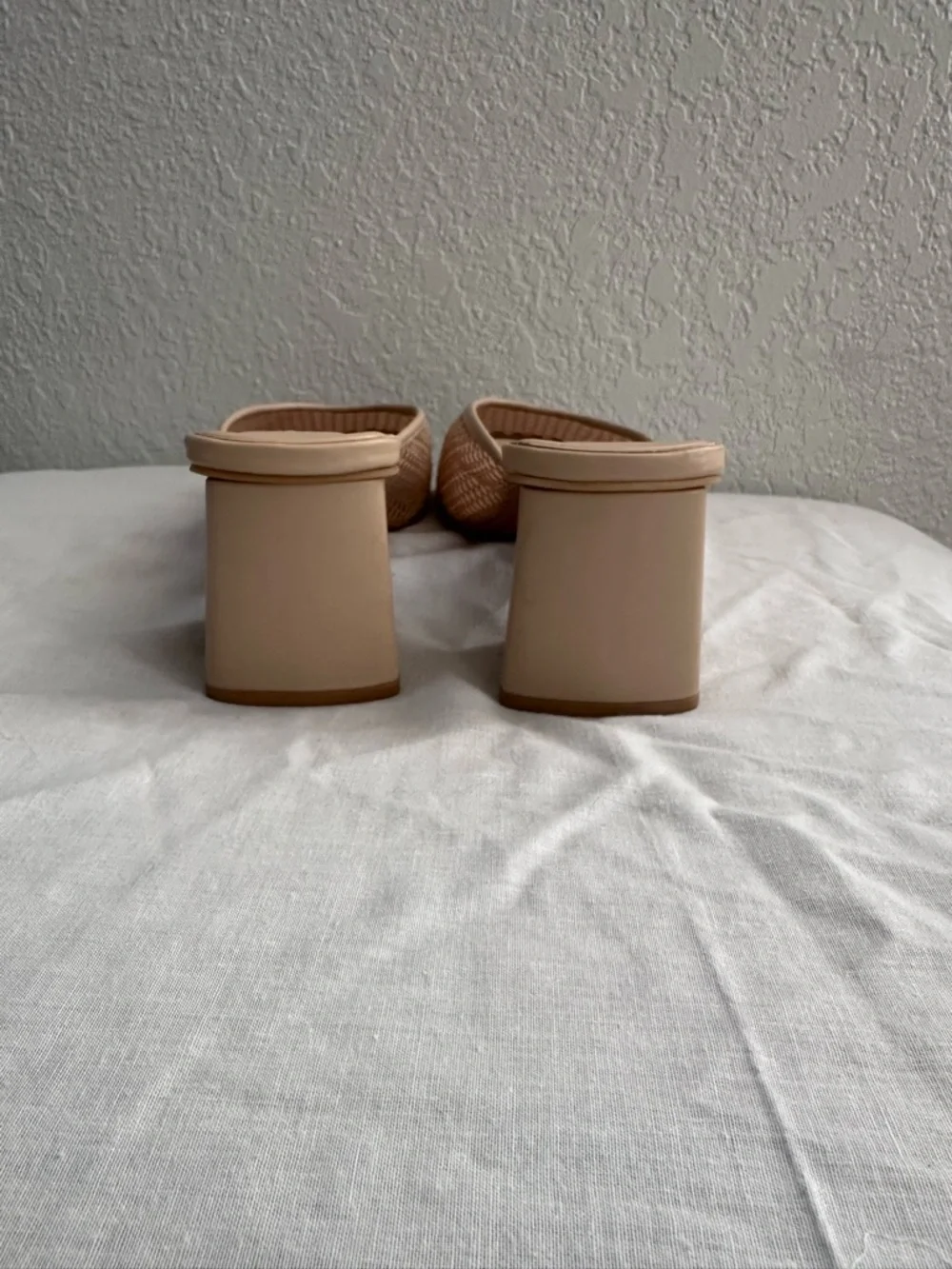 Open Edit Colette Mesh Mule Heels Beige Block Heel Sandals Size 11 - Picture 5 of 11